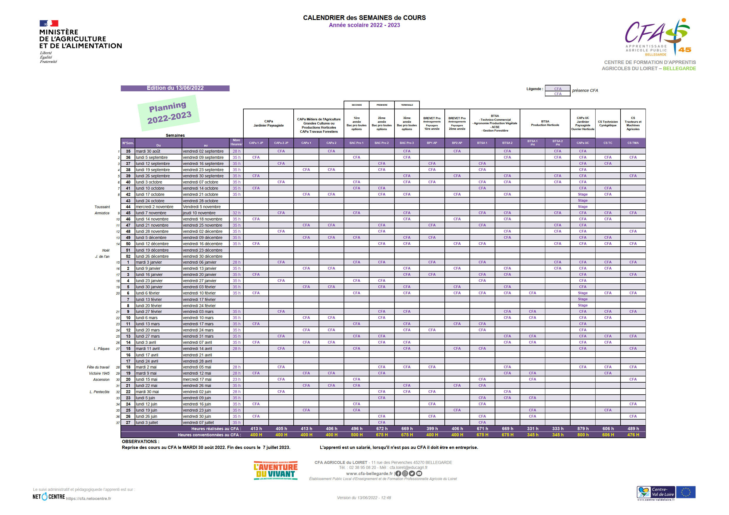 CFAAD45 Planning alternances 2022-2023 V3 au 130622